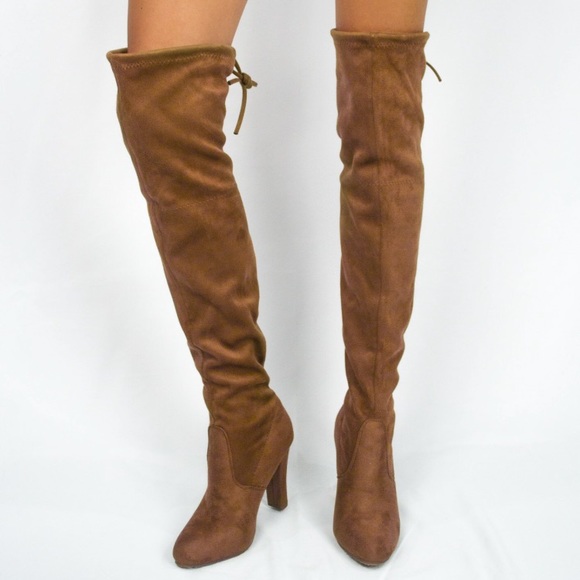 Tan Faux Suede Over the Knee Boots - Picture 8 of 8